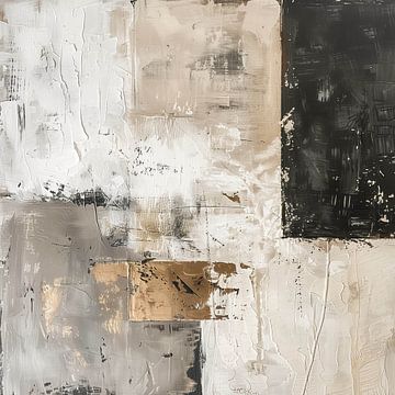 Abstract geometry in black, beige and gold accents by Color Square