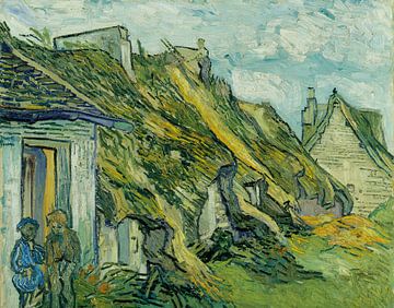 Zandstenen huisjes met rieten daken in Chaponval, Vincent van Gogh