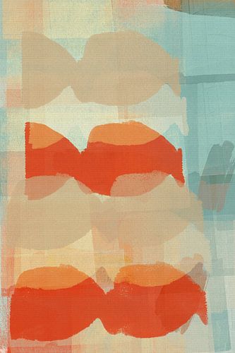 Formes abstraites modernes et colorées en orange, beige et bleu clair