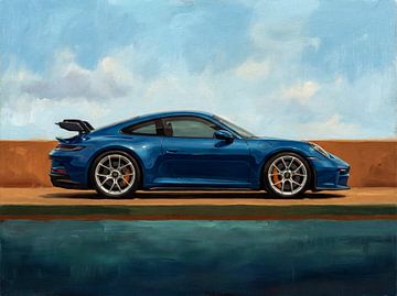 Blauer Porsche 911 GT3 Impressionistisches Gemälde