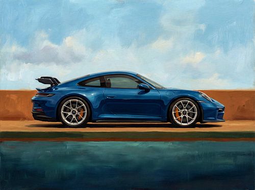 Blue Porsche 911 GT3 Impressionistic Painting