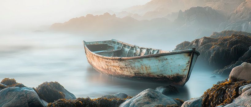 Verfallenes Boot an der Küste von Poster Art Shop