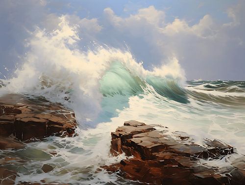 Rock in the surf, oil