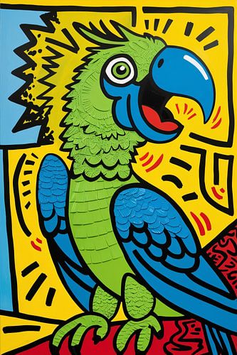 Kleurrijke papegaai in Pop Art