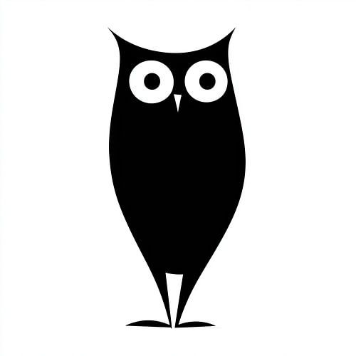 Uil silhouette zwart - wit