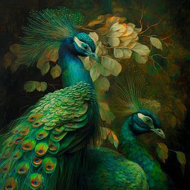 Peacocks Painting by Preet Lambon