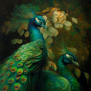 Peinture de paons