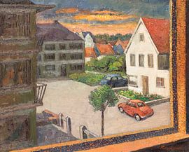 Zicht op een straat in De Panne (België) Olieverf op doek. van Galerie Ringoot