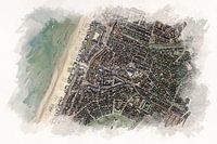 Map Zandvoort in watercolor style