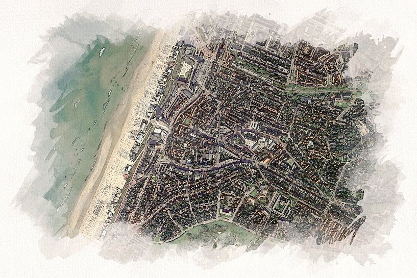 Karte Zandvoort im Aquarell-Stil von Aquarel Creative Design
