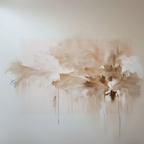 Luxe Beige Splash Paint Schilderij