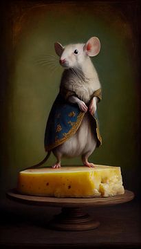 Mouse with a piece of cheese by But First Framing
