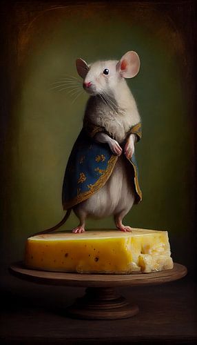 Souris avec un morceau de fromage