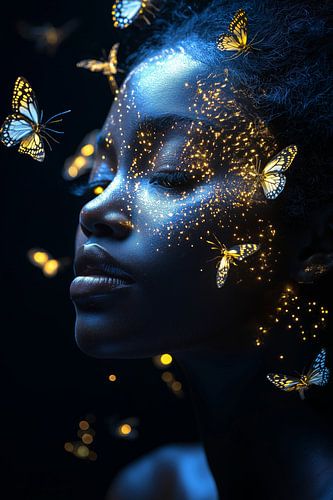 Frau mit Schmetterlingen