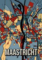 Maastricht: Kleurrijk stadsplan in vintage stijl - Poster voor aan de muur