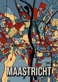 Maastricht : Plan de ville coloré dans un style vintage - Affiche pour le mur sur Jorn van Hezik