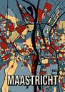 Maastricht: Kleurrijk stadsplan in vintage stijl - Poster voor aan de muur van Jorn van Hezik thumbnail