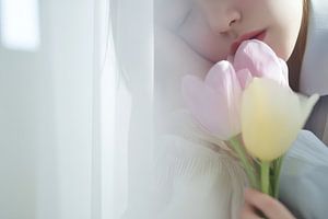 Malerei Frau mit Blumen