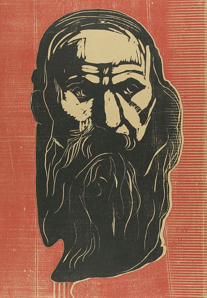 Hoofd van een oude man met baard, Edvard Munch... van Meesterlijcke Meesters