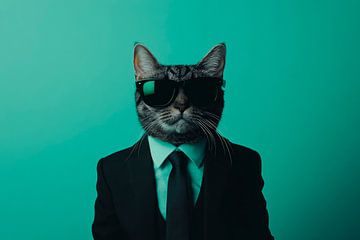 Stylish tomcat in a suit with sunglasses by Poster Art Shop