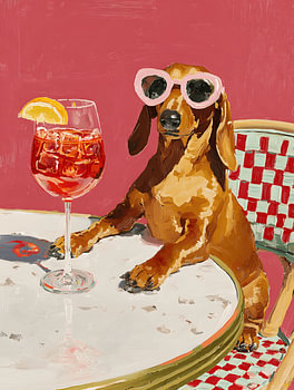 Dackel mit Cocktail