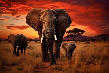 Elefanten-Savanne von PixelPrestige