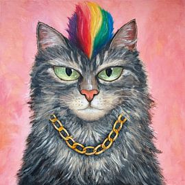 Cat with rainbow Mohawk (QueerCat) by WallCats