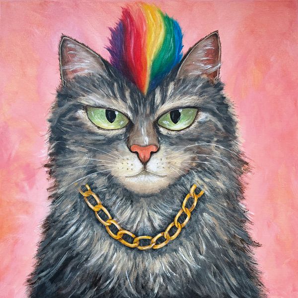Cat with rainbow Mohawk (QueerCat) by WallCats