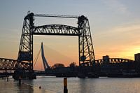Rotterdam, De Hef in avondlicht.