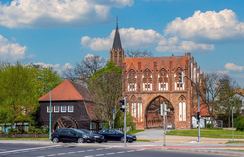 Uitzicht op het oude stadscentrum van Neubrandenburg in het Mecklenburgse merengebied, Duitsland van Animaflora PicsStock
