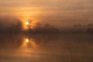 Sonnenaufgang über dem nebligen Belversven