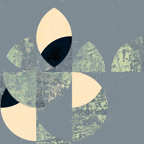 Retro marble mosaic blue gray by Mad Dog Art
