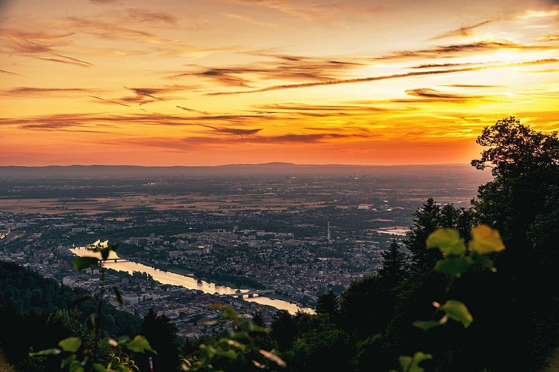 Zonsondergang Heidelberg van Sven Frech