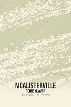 Carte ancienne de McAlisterville (Pennsylvanie), USA. sur Rezona