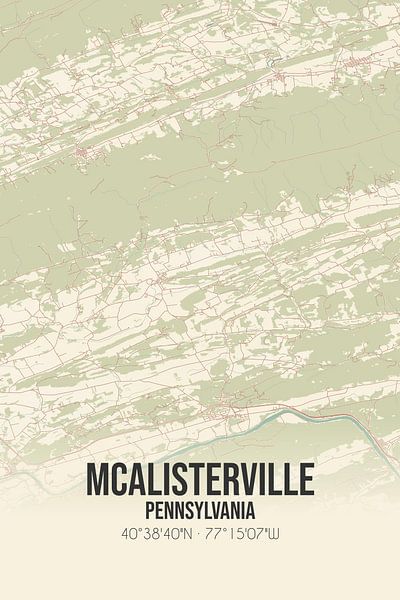 Carte ancienne de McAlisterville (Pennsylvanie), USA. par Affiches de lieux