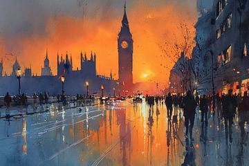 Londen in aquarelstijl van ARTemberaubend