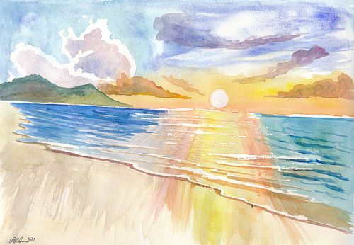 Maui Hawaii Scène de plage solitaire avec coucher de soleil