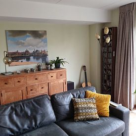 Klantfoto: Gezicht op Delft van Vermeer, op canvas