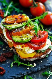 Bunt belegtes Brot mit frischem Gemüse von Poster Art Shop