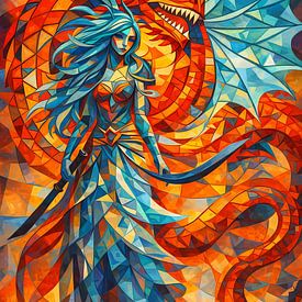 Kriegerin und Drache von Linda de Klein