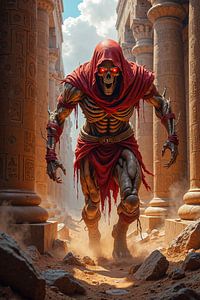 Dark Fantasy Wandbild: NEKROPHARIS – Der Grim Reaper des ägyptischen Tempels