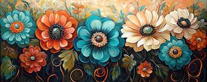 Bunte Blumen und Blätter