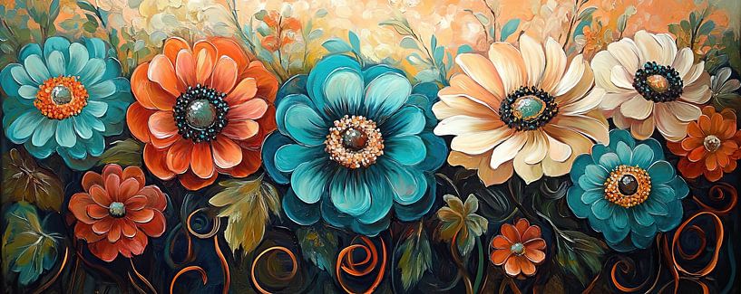 Kleurrijke Bloemen en Bladeren van De Mooiste Kunst