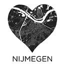 Liefde voor Nijmegen ZwartWit  |  Stadskaart in een hart van WereldkaartenShop thumbnail