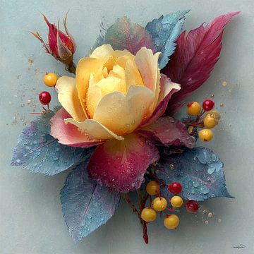 yellow flower with water and icing