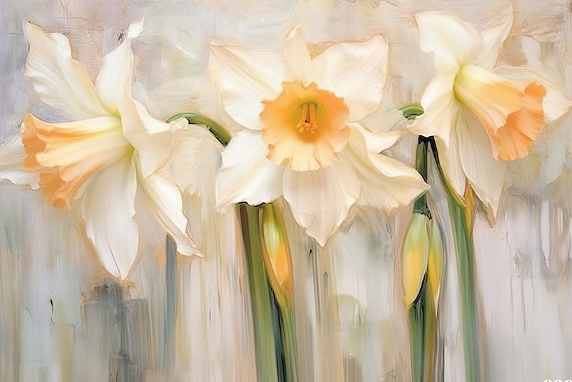 Daffodil | Golden Abundance | Daffodil Flower | Encaustic by Eye catching paintings