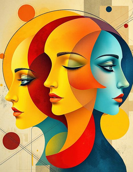 One eye, one look, one silence - three female faces in the colour wheel between inwardness and attention by AidasignArt