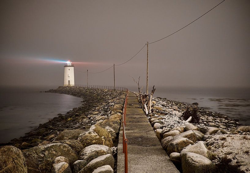 Snowstorm at the Høgstein lighthouse, Godøy, Norway by qtx