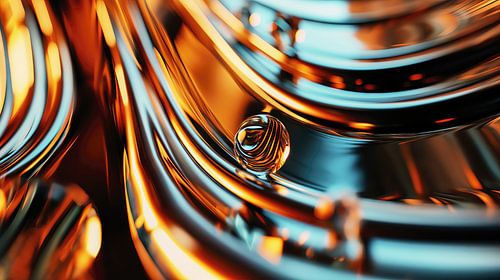 Abstracte metalen vorm met lichtreflecties