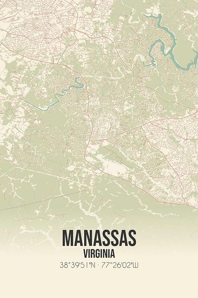 Carte ancienne de Manassas (Virginie), USA. par Affiches de lieux